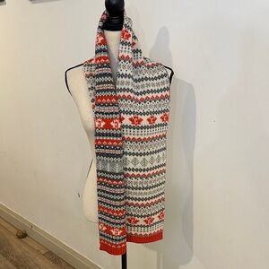 🍁 Kootenay Red and Gray Patterned Knit Scarf Wool blend